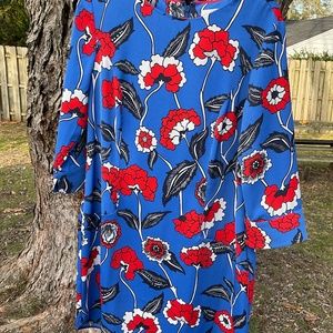 Boden 12R royal blue dress with pretty navy/red/white floral design